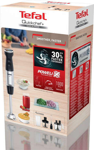 Blender dore Tefal Quickchef+ HB67G830, 1000W, 5 në 1, i zi