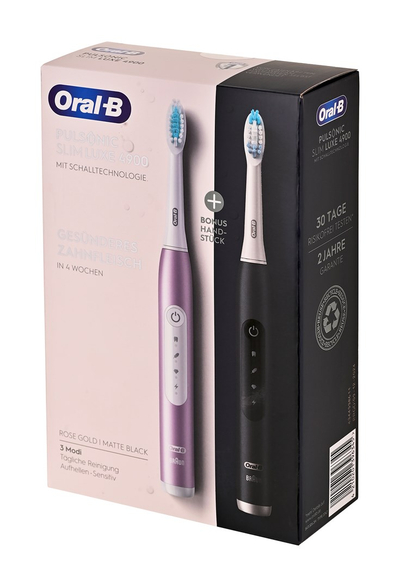 Furçë dhëmbësh elektrike Oral-B Pulsonic Slim Luxe 4900, sonike, me 3 mënyra pastrimi, rozë dhe e zezë