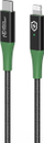 Кабел за полнење Microconnect MC SMART, USB C во Lightning, 1 m, црн со зелено