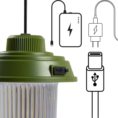 Lampë kampingu Redcliffs Camping, LED 1W, rikarikues me USB, jeshile