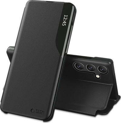 Kallëp telefoni Tech-Protect Smart View për Samsung Galaxy A56 5G, lëkurë sintetike, me qëndrim, i zi