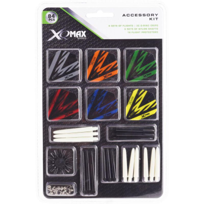 Set aksesorësh dart XQmax Accessory Kit, 84 copë, me ngjyra të ndryshme