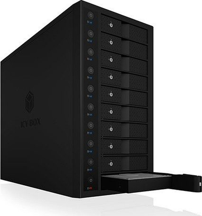 Kuti e jashtme për HDD ICY BOX IB-3810-C31, 10 hard disqe, USB 3.1 Type C, e zezë