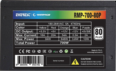 Burim energjie Rampage RMP-700-80P ATX, 700W