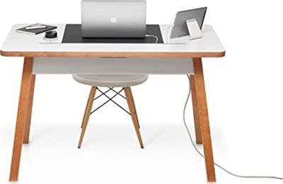Tavolinë pune Bluelounge Studio Desk II, pjesë sipërme lëvizëse, menaxhim kabllosh, e bardhë