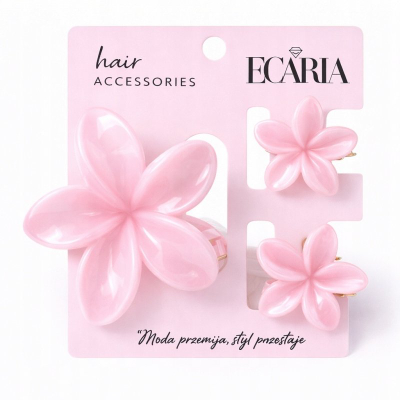 Сет шноли за коса ЕСАРИА SP443, 3 во 1, форма цвет, розова