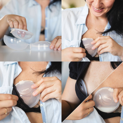 Kolektor qumështi gjiri BabyOno Breast Milk Collectors, set 2 copë, pa BPA, transparent