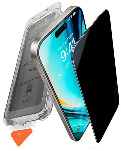 Folie mbrojtëse Torras Install Master Privacy Series, për iPhone 17, xham i temperuar, e zezë