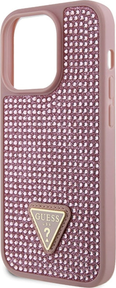 Husë telefoni Guess GUHCP14LHDGTPP për iPhone 14 Pro, hardcase me rhinestone, rozë
