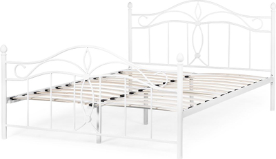 Shtrat metalik ANTLIA, 180 x 200 cm, EU Super King, i bardhë