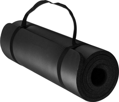 Tapet fitnesi Thick Exercise Mat, 1 cm, NBR antirrëshqitës, i zi