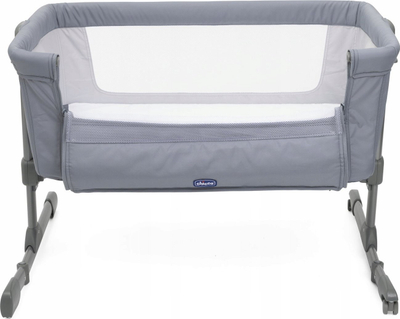 Djep anës krevatit Chicco Next2Me Essential Stone, 6 nivele lartësie, me rrota, gri