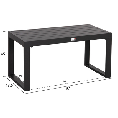 Tavolinë anësore lezho Sentry HM6275.03, alumin, 87×43.5×45cm, gri e errët