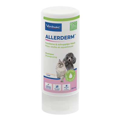 Shampo për qen dhe mace Virbac Allerderm, për lëkurë të thatë dhe me luspa, 250 ml