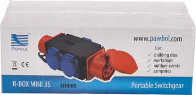 Kuti shpërndarëse Pawbol R-BOX MINI, 1x16A 5p, 3x250V, gri