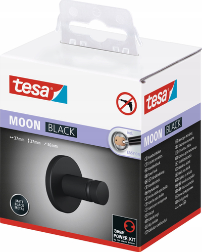 Kapëse peshqiri tesa MOON, metal, ngjitëse, e zezë