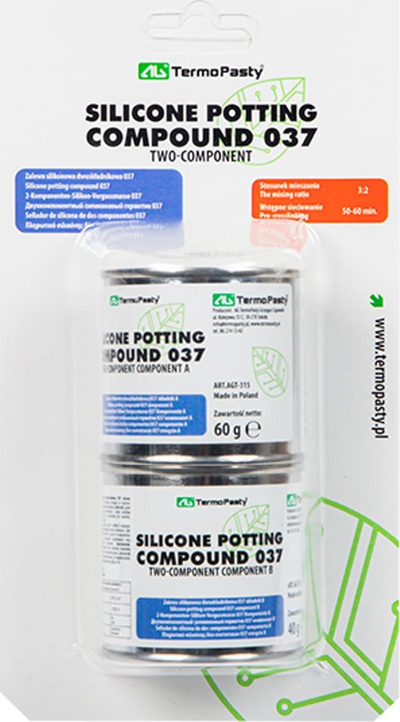 Masë silikoni me dy përbërës TermoPasty Silicone Potting Compound 037, 60 g + 40 g, transparente