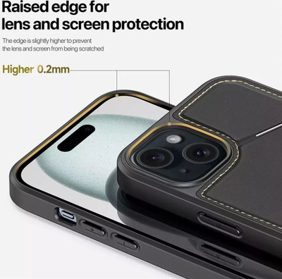 Mbajtëse telefoni Dux Ducis Rafi II Mag, me këllëf kartash, me këmbë qëndrimi, e zezë