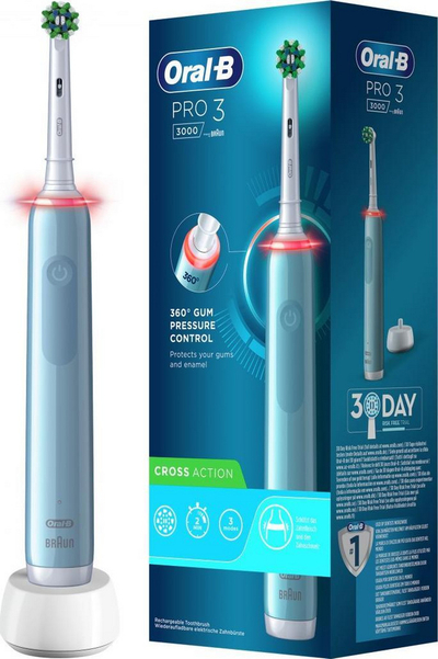 Furçë dhëmbësh Oral-B Braun Oral-B Pro 3 3000Cross, e kaltër