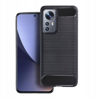 Këllëf telefoni Armored Carbon për Oppo Reno 12F 5G, silikon i butë, mbron anët, i zi