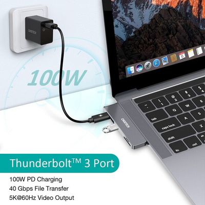 Hub Choetech, HUB-M14, USB-C, 2x USB-A 3.0, HDMI 4K, PD 100W, lexues karte