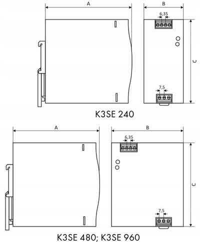 Furnizim energjie Breve K3SE 24024, 24VDC 10A, 240W, gri e gjelbër