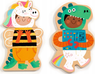 Магнетна игра Djeco Magnetic Game Dressed-Up Animals, магнетни дрвени делови, за деца 2+ години, шарена