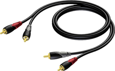 Kabllo audio Procab CLA800, RCA x2 në RCA x2, 0.5m, e zezë