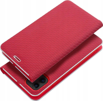 Mbulesë libri Luna Carbon për iPhone 11, efekt karboni, e kuqe