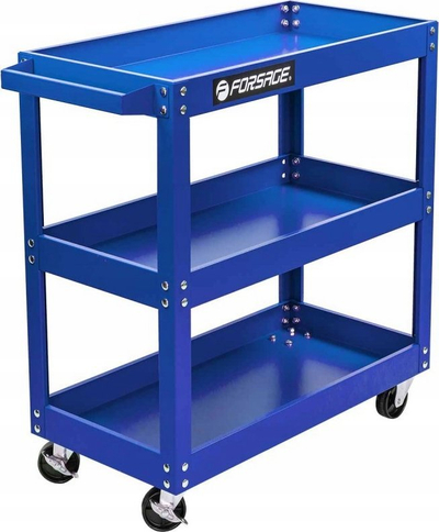 Karioçe pune Forsage Workshop Tool Trolley, me 3 rafte, çelik, e kuqe