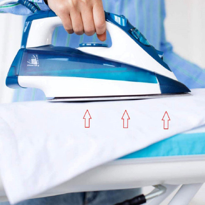 Desk hekurosje Leifheit Air Active Express M Plus, me sipërfaqe aktive me ajër, mbajtëse hekuri, blu me të bardhë