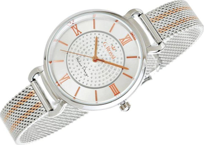 Orë dore G.Rossi 12546B-3D2, kuarc, çelik inox, argjend me rozë gold