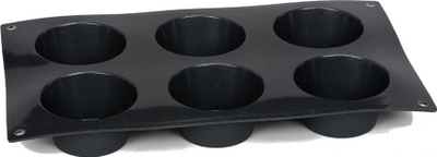 Forma për muffin Patisse, silikon, 29 x 17 cm, 6 vende, e zezë