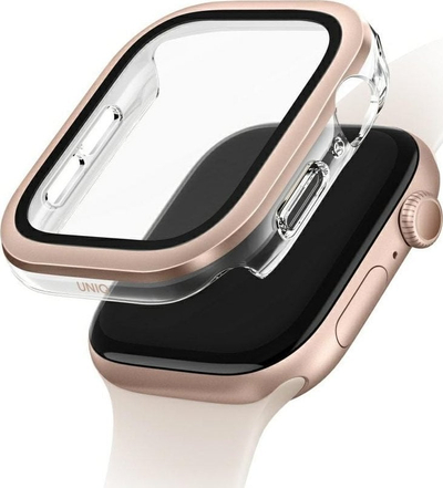 Куќиште Uniq Voute за Apple Watch Series 10 46mm, зацврстено стакло, розе голд