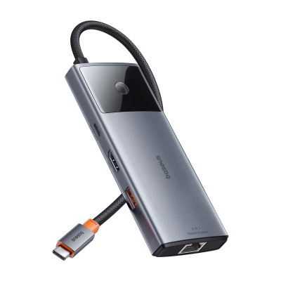 USB HUB Baseus Metal Gleam 2 6në1, 4K HDMI, PD 100W, gri