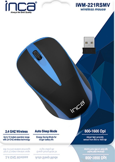 Mouse wireless Inca IWM-221RSMV, 1600 DPI, nano USB, i zi blu