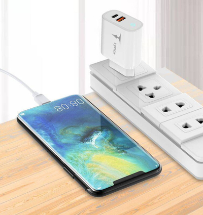 Karikues muri T-phox Glory 45W, USB dhe USB C, i bardhë