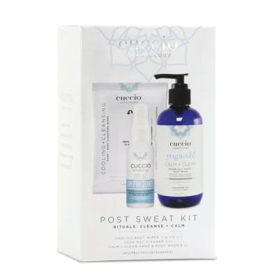 Set për yoga Cuccio Somatology Post-Sweat Kit Rituals: Cleanse + Calm, 56 ml + 236 ml + 75g