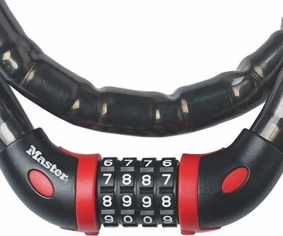 Брава со кабел за велосипед Master Lock 8226EURDPRO, 1 m, комбинација со 4 цифри, црна