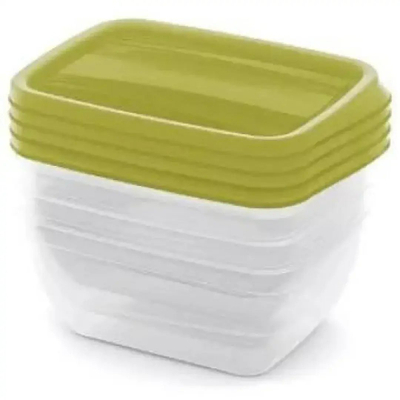 Set tabakash drejtkëndore Curver Party Vedo, 4x0.75L, plastike, jeshile transparente