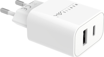Karikues rrjeti Montis MT123, 20W, 1x USB A 1x USB C, i bardhë gri