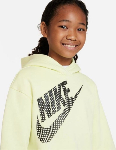 Bluzë me kapuç Nike Gym Fleece Crop Dance Pack për goca, oversize, përmasa M, e verdhë