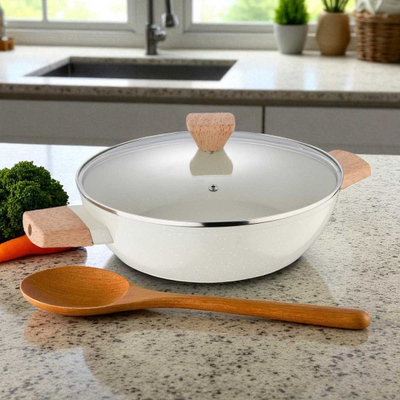 Рамно тавче Bergner Naturally BG-34747, 28cm, со капак, бело