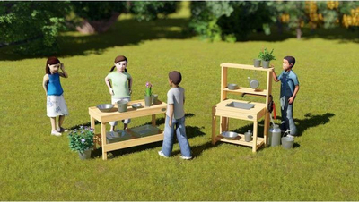 Kuzhinë lodër për fëmijë Classic World EDU Large Wooden Kitchen, prej druri, kafe