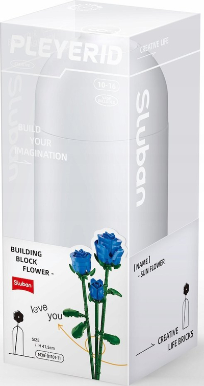 Lodër me blloqe Sluban Flowers Blue Rose Vase, 254 copa, për mosha 10+, shumëngjyrëshe