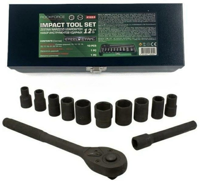 Set çelësash goditës ROCKFORCE RF-4122-5, 12 copa, 1/2", 10-24mm