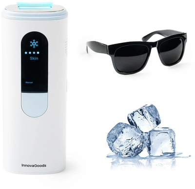 Pajisje depilimi IPL InnovaGoods Kulepil me ftohje, me dorë edhe automatike, e bardhë blu