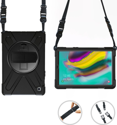 Mbrojtëse tableti AUSTIN Defender për Samsung Galaxy Tab A 10.1, me rrip dore, me mbajtëse, e zezë