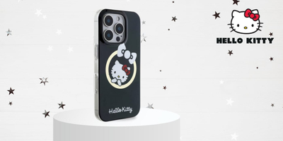 Mbulesë telefoni Hello Kitty HKHMP16SHFLBK për iPhone 16 6.1", hardcase MagSafe, e zezë