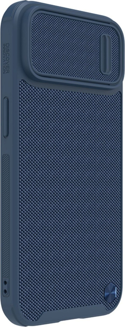 Mbulesë telefoni Nillkin Textured S për iPhone 14 Plus, me kapak kamere, blu
